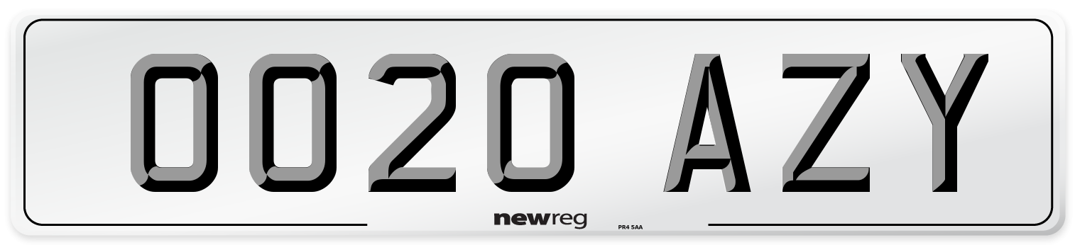 OO20 AZY Number Plate from New Reg
